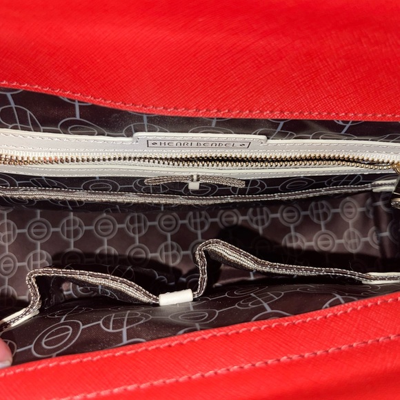 Henri Bendel RED small turn lock satchel with shoulder strap - Picture 3 of 8